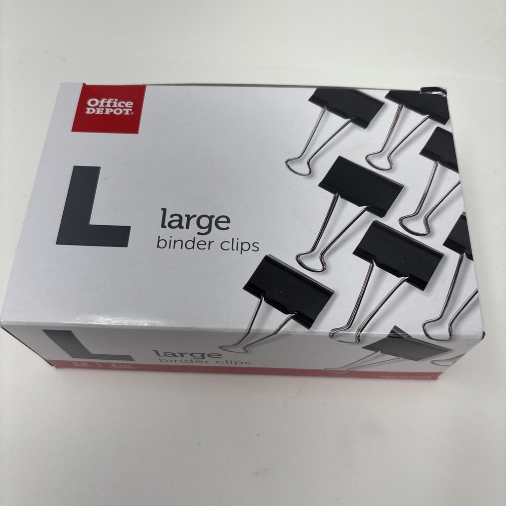Large Binder Clips Box of 12‎  1-inch Capacity Paper Clamps for Office Supplies